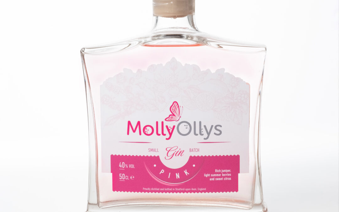 Mollys Ollys Pink Gin is on our online shop, ready to be snapped up!