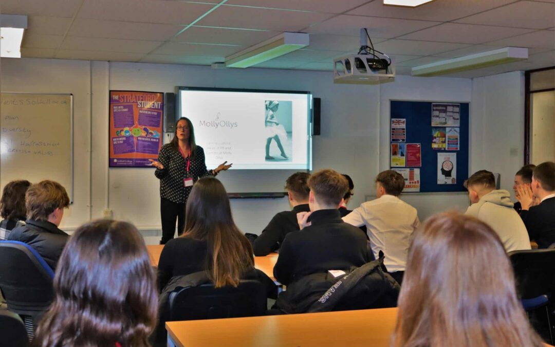 Business students at Stratford College learn about Molly Ollys
